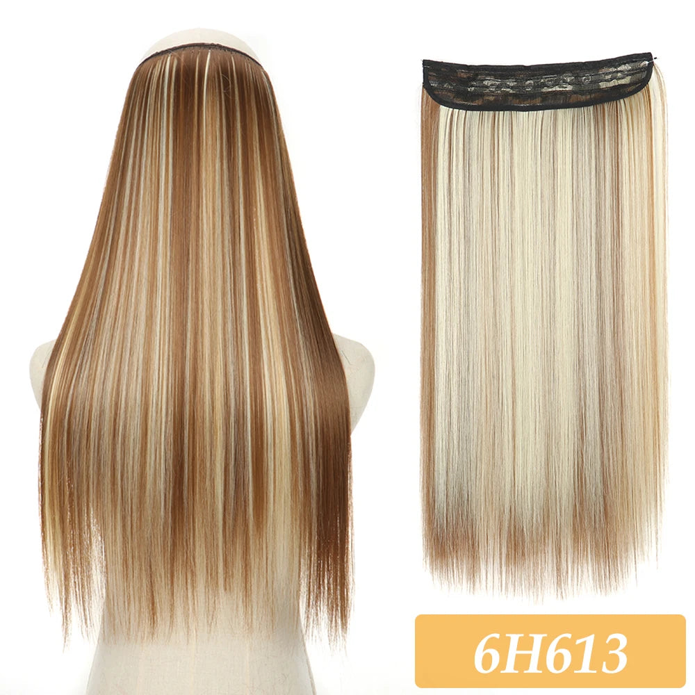 16" 22" Hair Extensions No Clip in Color Mixing Artificial Hair Piece For Women