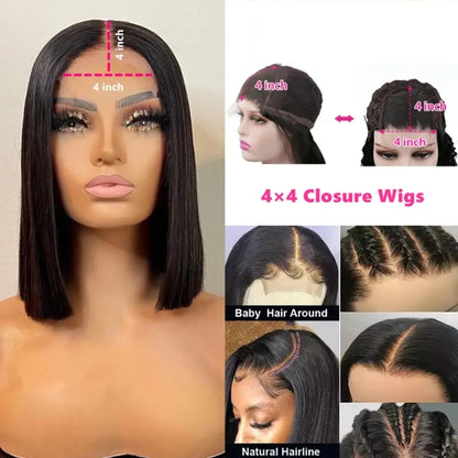 Portable Short Bob Transparent Hd Lace Wig 10 Inch  Wig 4x4 Closure Short Bob Wigs for  Brazilian and Indian Popular