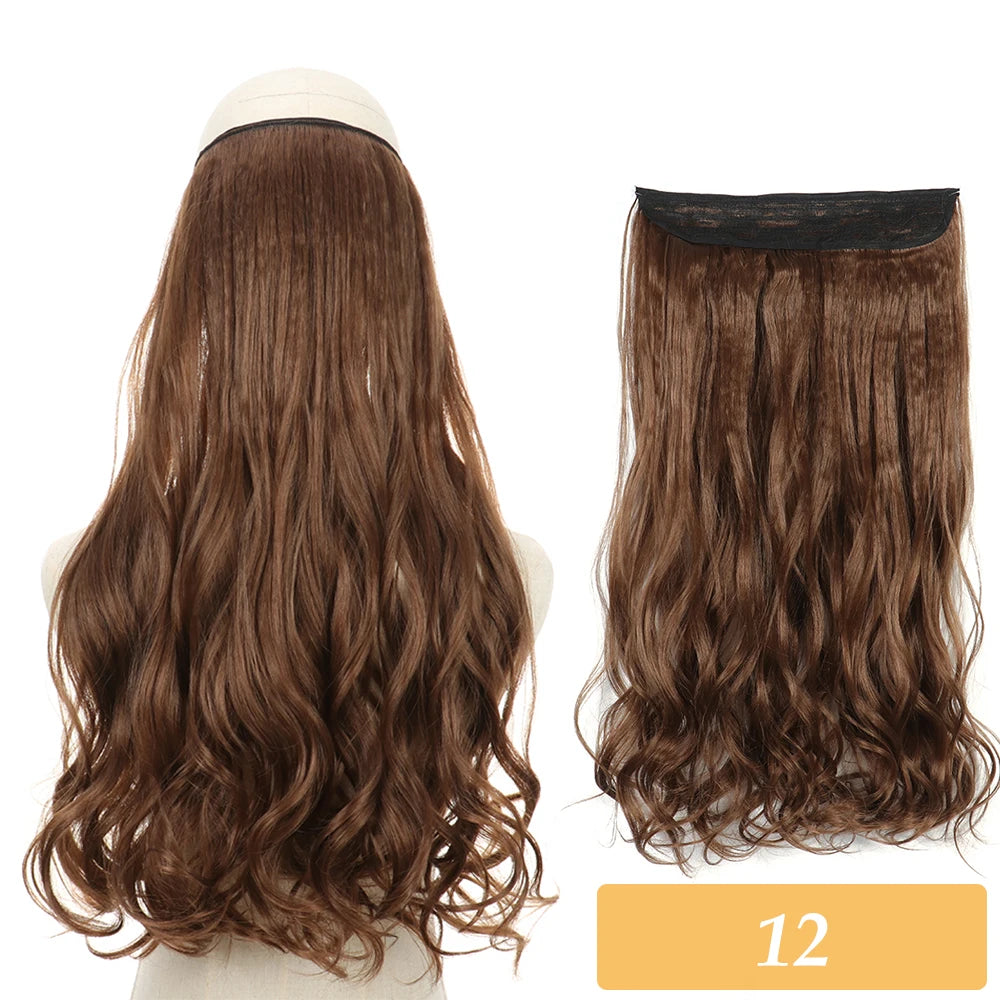 16" 22" Hair Extensions No Clip in Color Mixing Artificial Hair Piece For Women
