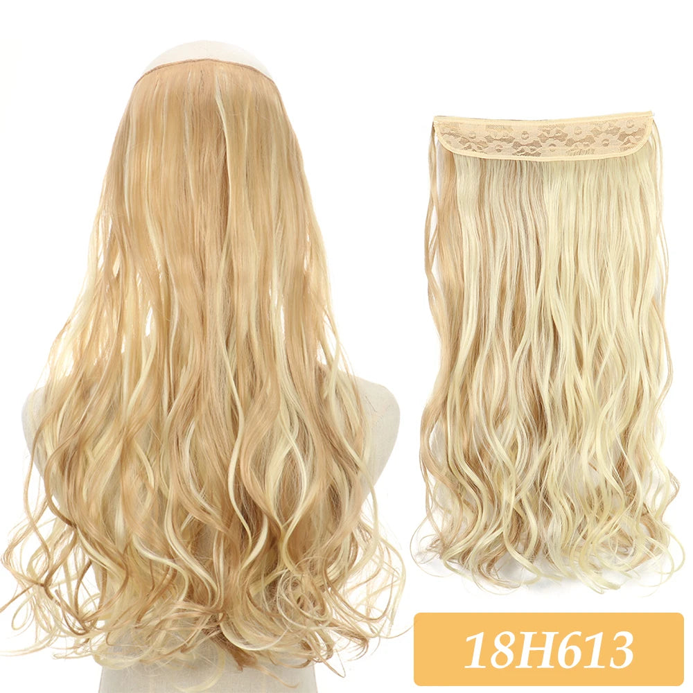 16" 22" Hair Extensions No Clip in Color Mixing Artificial Hair Piece For Women