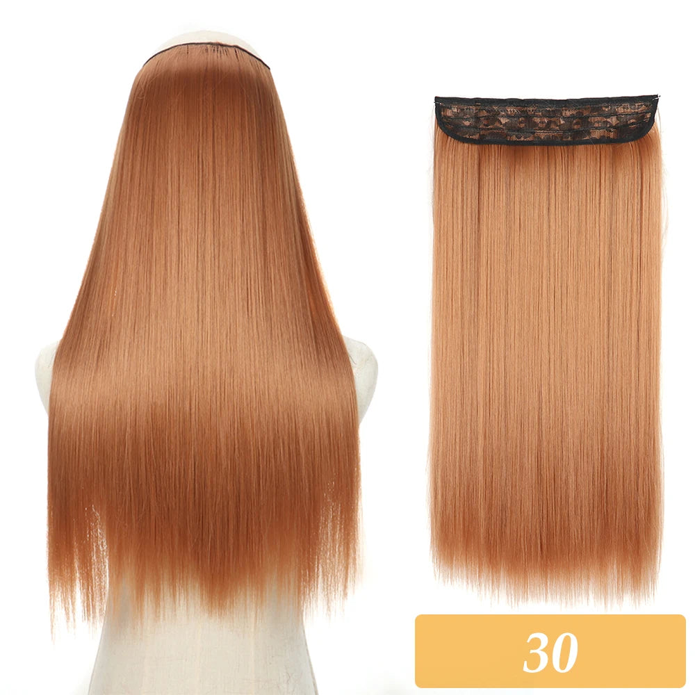 16" 22" Hair Extensions No Clip in Color Mixing Artificial Hair Piece For Women