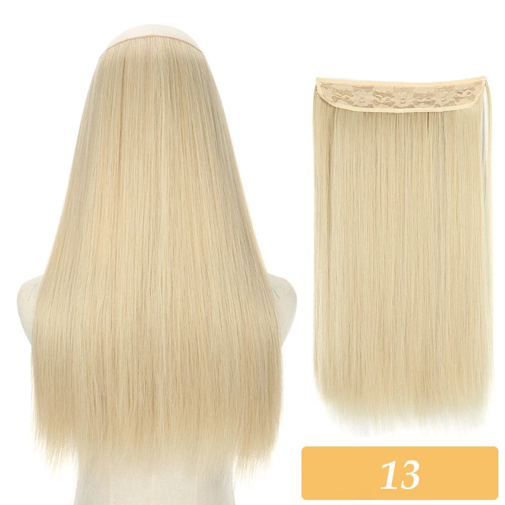 16" 22" Hair Extensions No Clip in Color Mixing Artificial Hair Piece For Women