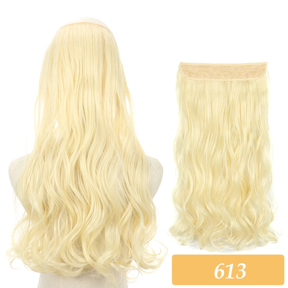 16" 22" Hair Extensions No Clip in Color Mixing Artificial Hair Piece For Women