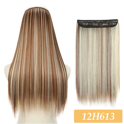 16" 22" Hair Extensions No Clip in Color Mixing Artificial Hair Piece For Women