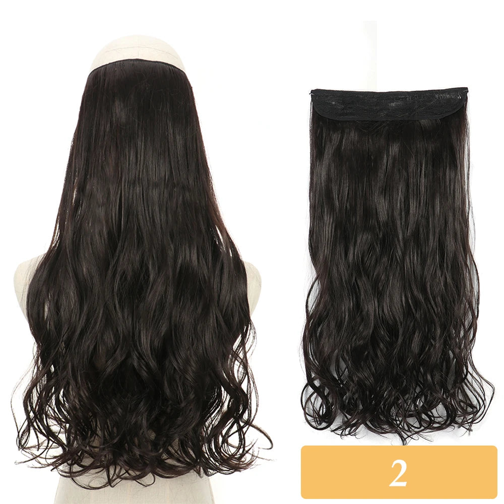 16" 22" Hair Extensions No Clip in Color Mixing Artificial Hair Piece For Women