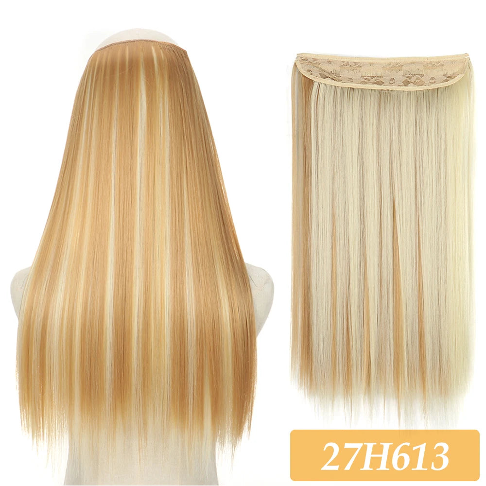 16" 22" Hair Extensions No Clip in Color Mixing Artificial Hair Piece For Women