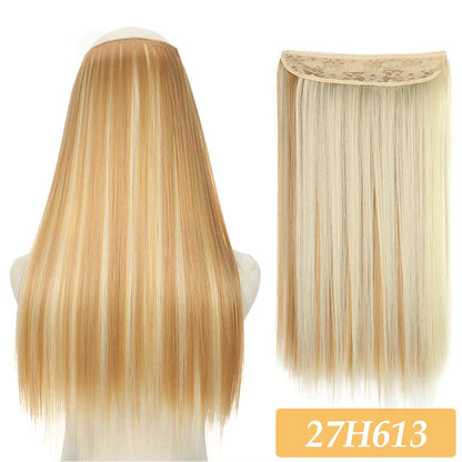 16" 22" Hair Extensions No Clip in Color Mixing Artificial Hair Piece For Women