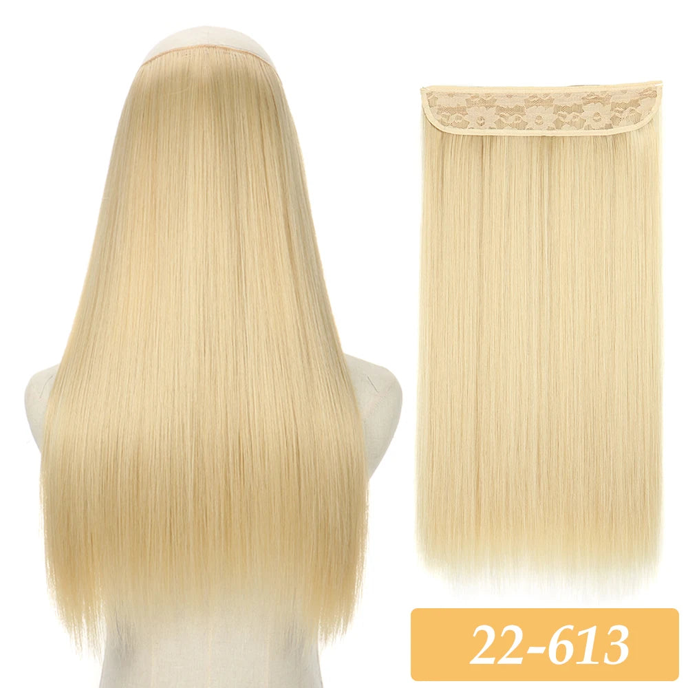 16" 22" Hair Extensions No Clip in Color Mixing Artificial Hair Piece For Women