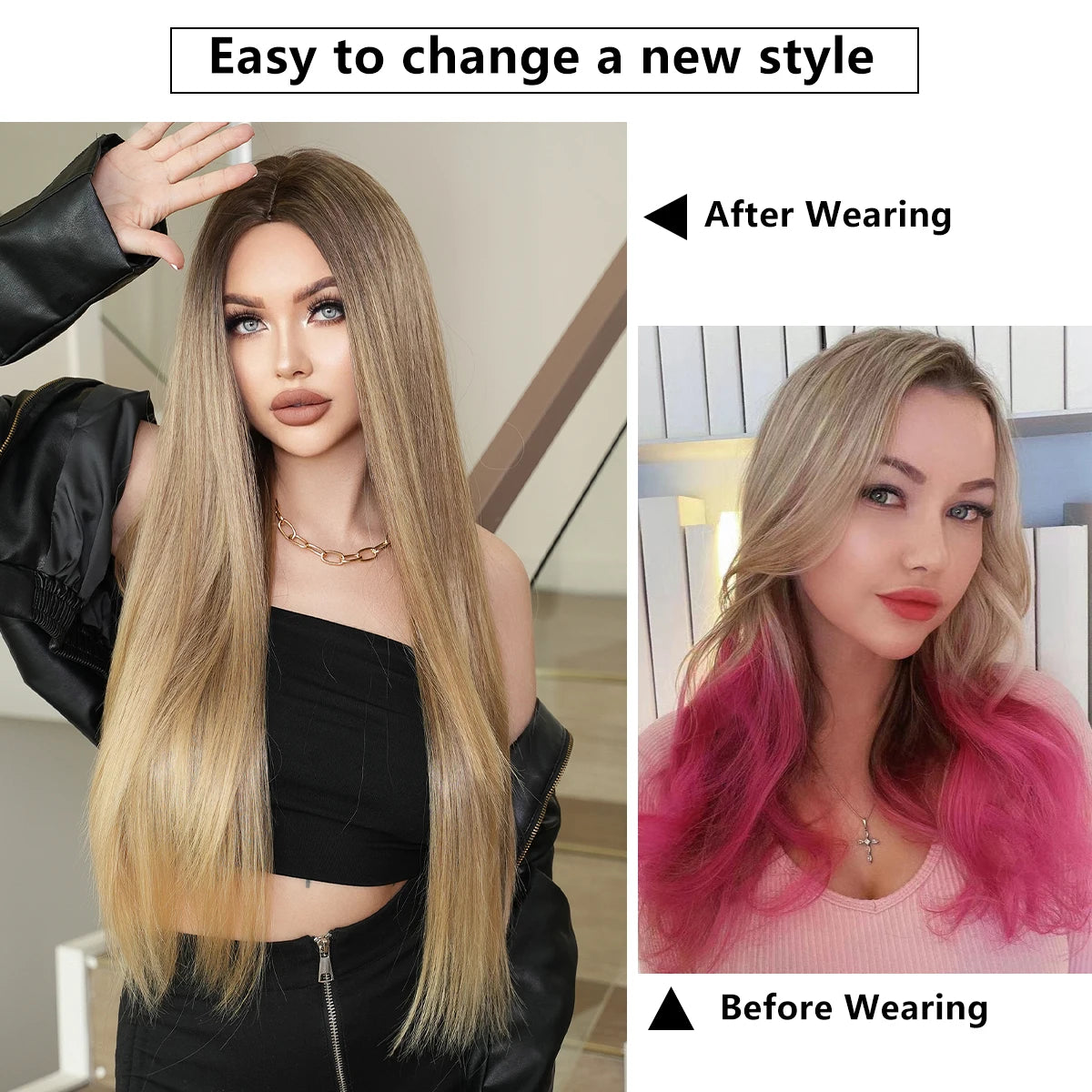 Supper Long 34 Inch 613 Blond Synthetic Wig Long Straight Blond Wig for Women No Lace Front Synthetic Wigs Blonde Hair Glueless