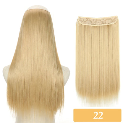 16" 22" Hair Extensions No Clip in Color Mixing Artificial Hair Piece For Women