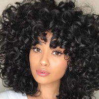 Fluffy black curly hair