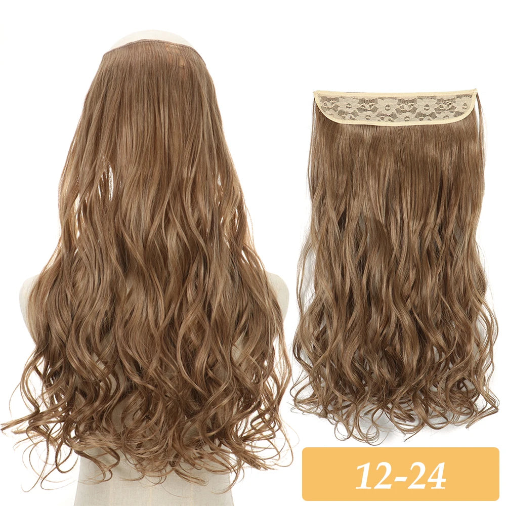 16" 22" Hair Extensions No Clip in Color Mixing Artificial Hair Piece For Women