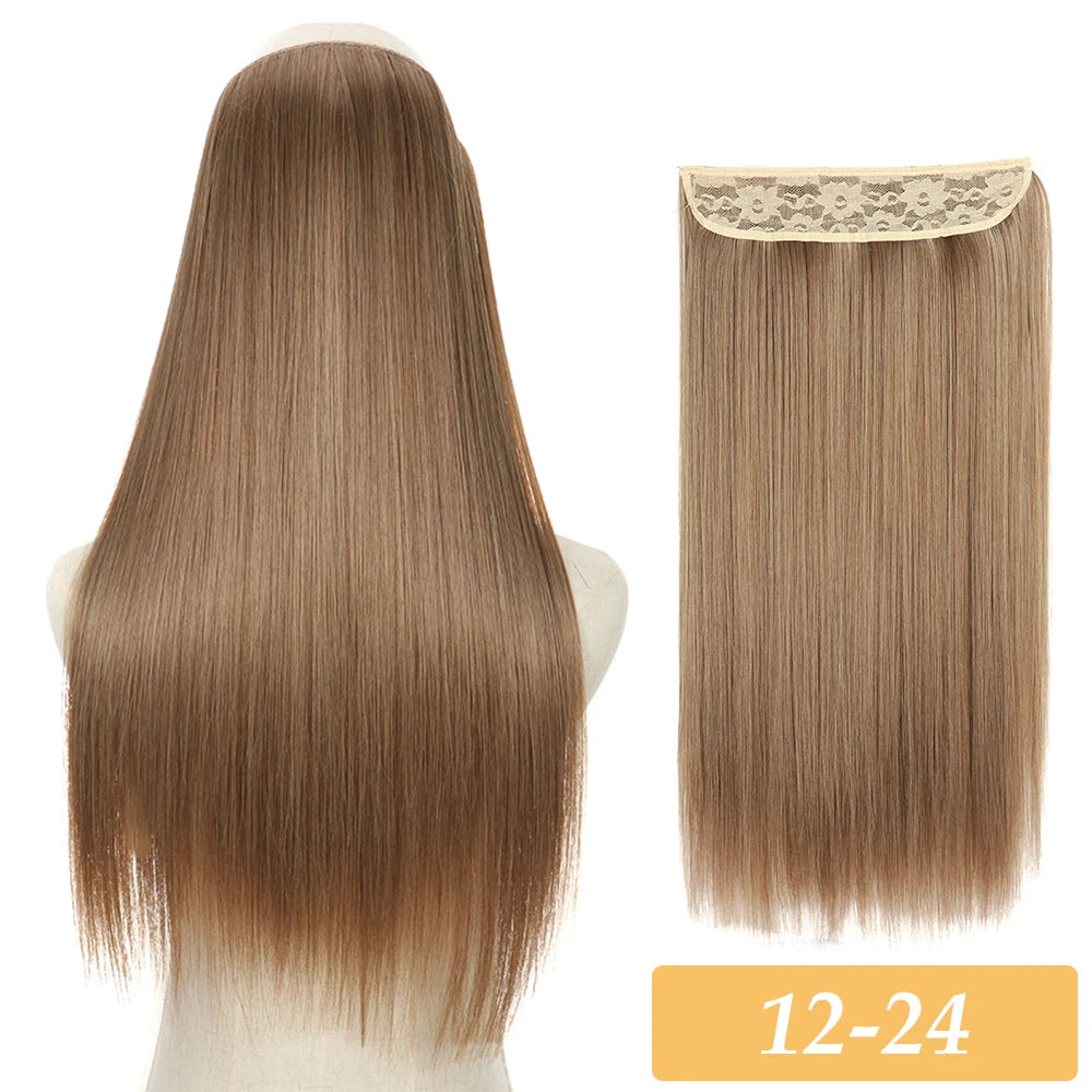 16" 22" Hair Extensions No Clip in Color Mixing Artificial Hair Piece For Women