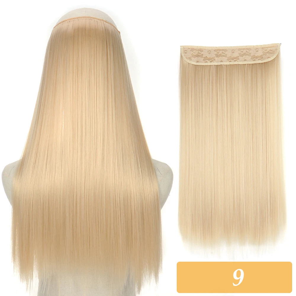 16" 22" Hair Extensions No Clip in Color Mixing Artificial Hair Piece For Women