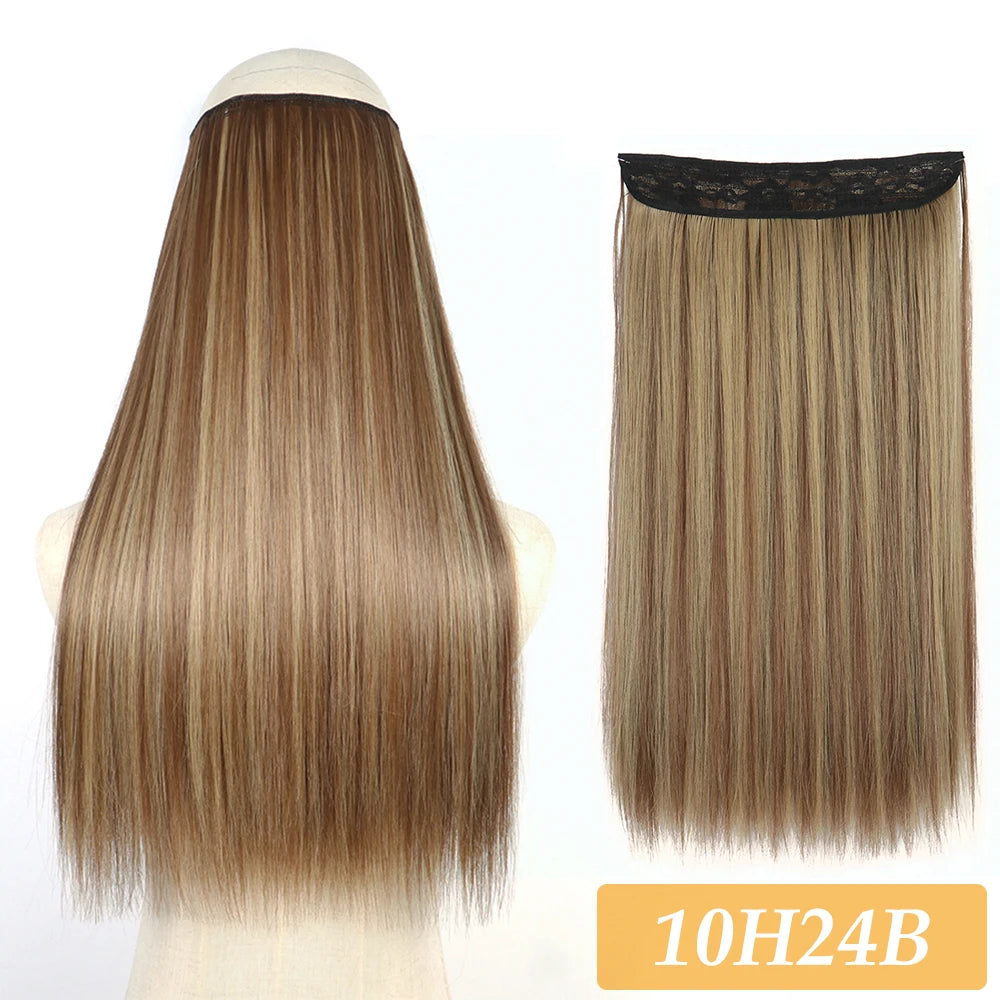 16" 22" Hair Extensions No Clip in Color Mixing Artificial Hair Piece For Women