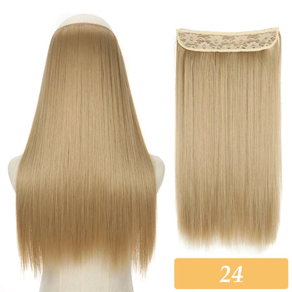 16" 22" Hair Extensions No Clip in Color Mixing Artificial Hair Piece For Women