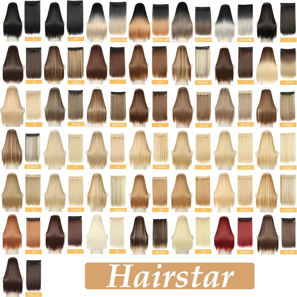 16" 22" Hair Extensions No Clip in Color Mixing Artificial Hair Piece For Women