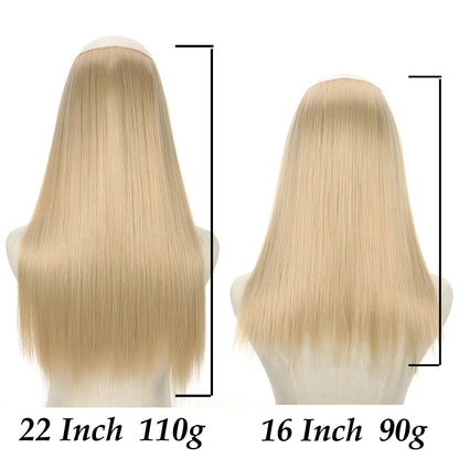 16" 22" Hair Extensions No Clip in Color Mixing Artificial Hair Piece For Women