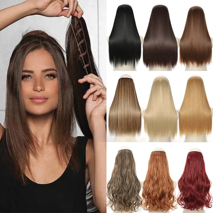 16" 22" Hair Extensions No Clip in Color Mixing Artificial Hair Piece For Women