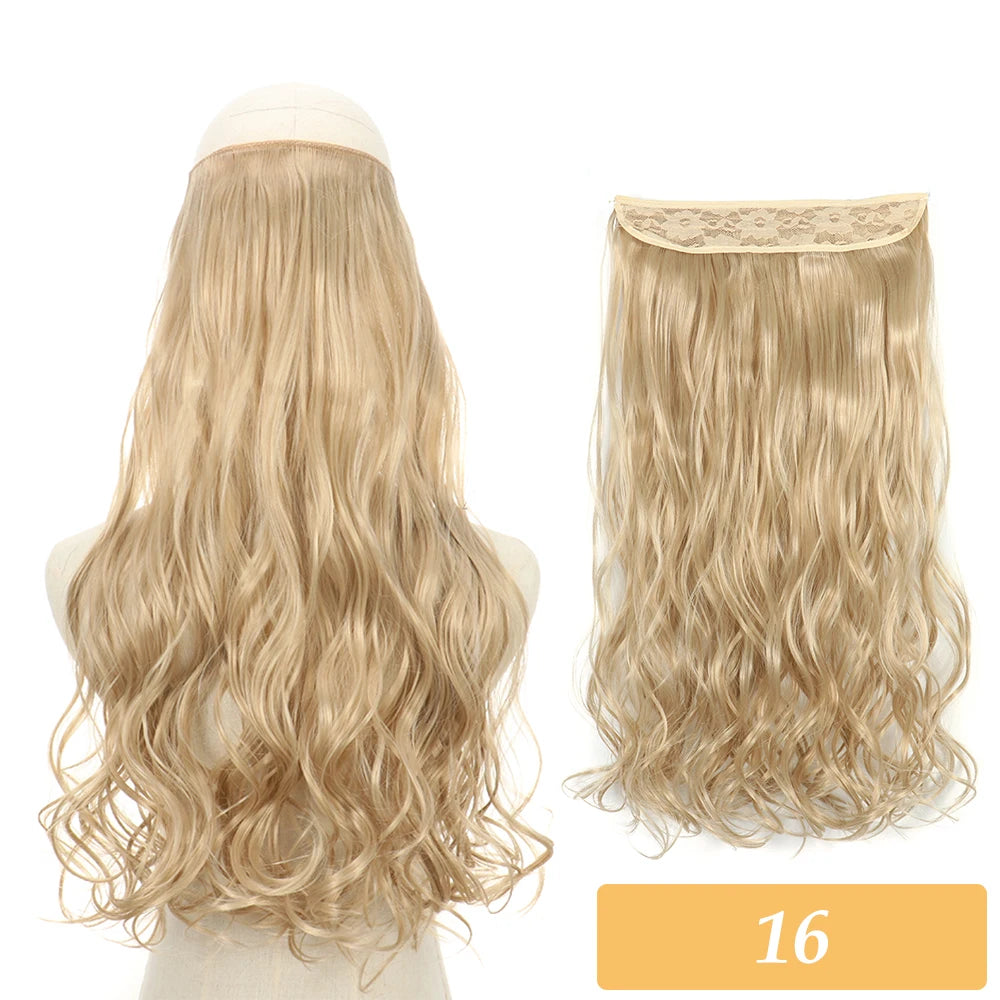 16" 22" Hair Extensions No Clip in Color Mixing Artificial Hair Piece For Women