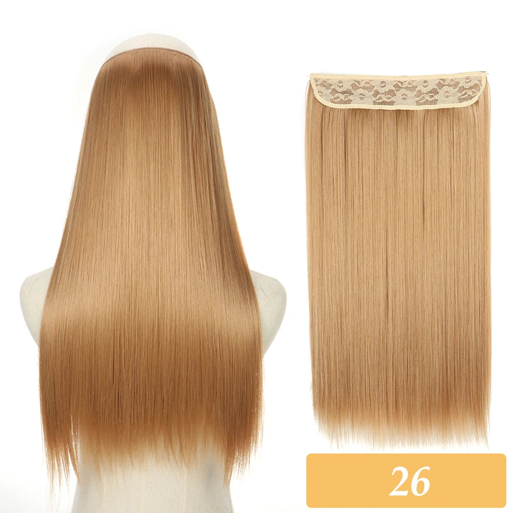 16" 22" Hair Extensions No Clip in Color Mixing Artificial Hair Piece For Women