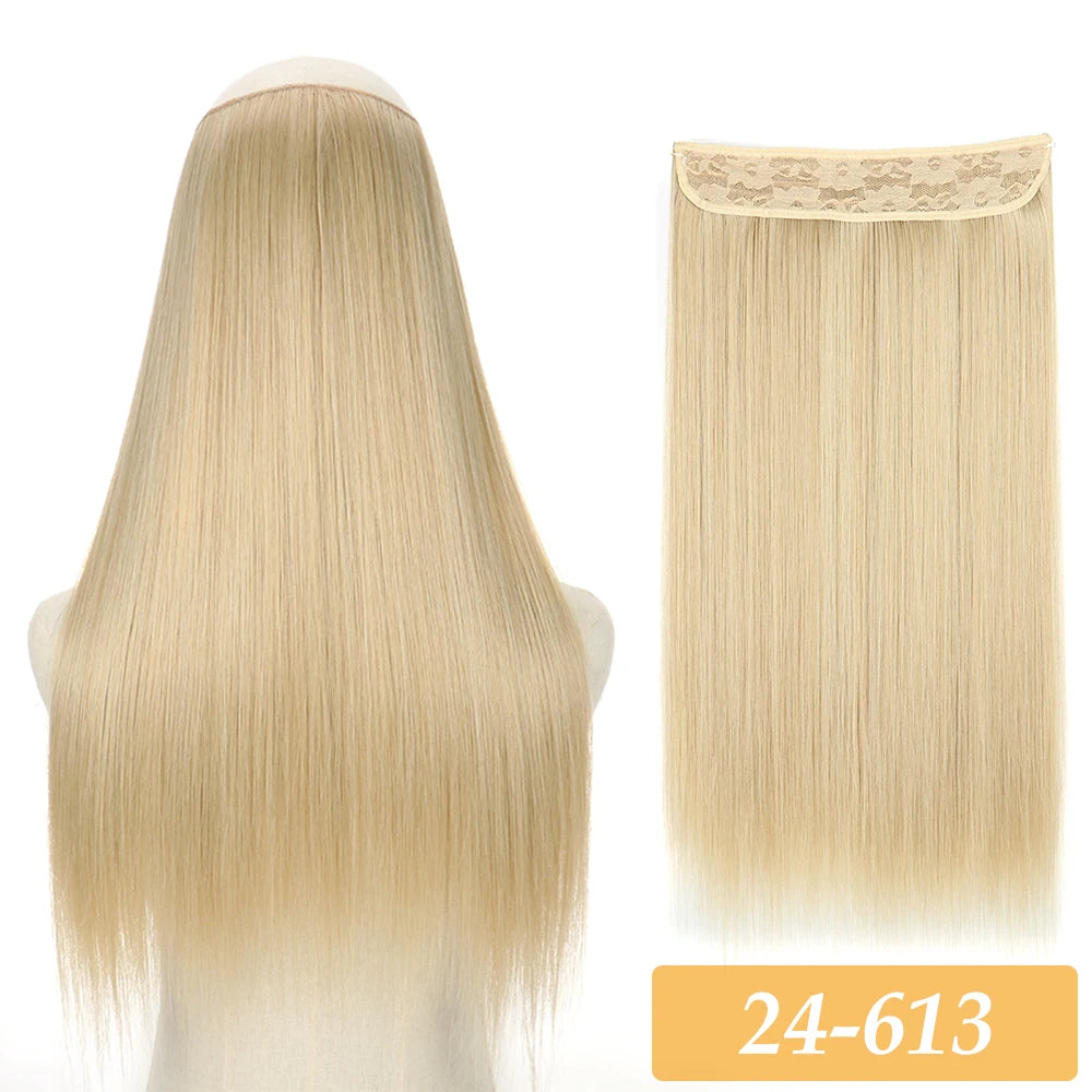 16" 22" Hair Extensions No Clip in Color Mixing Artificial Hair Piece For Women