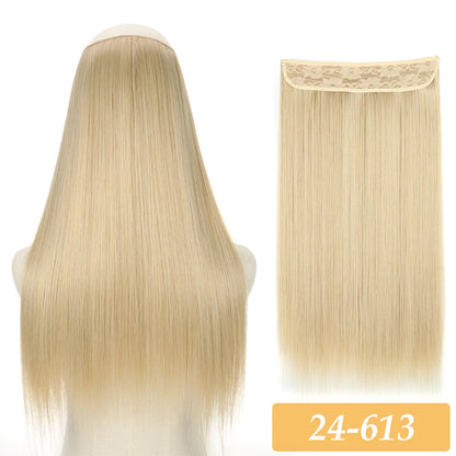 16" 22" Hair Extensions No Clip in Color Mixing Artificial Hair Piece For Women