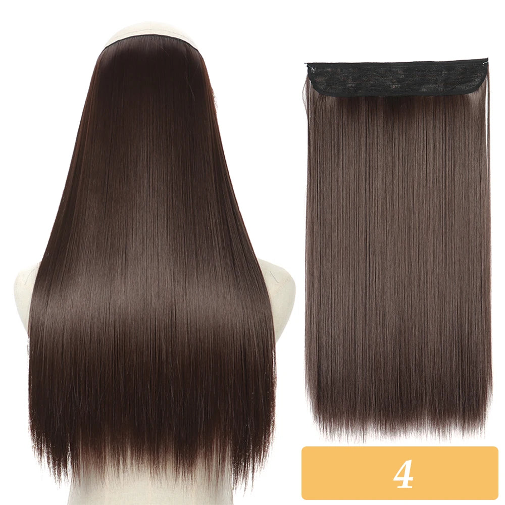 16" 22" Hair Extensions No Clip in Color Mixing Artificial Hair Piece For Women