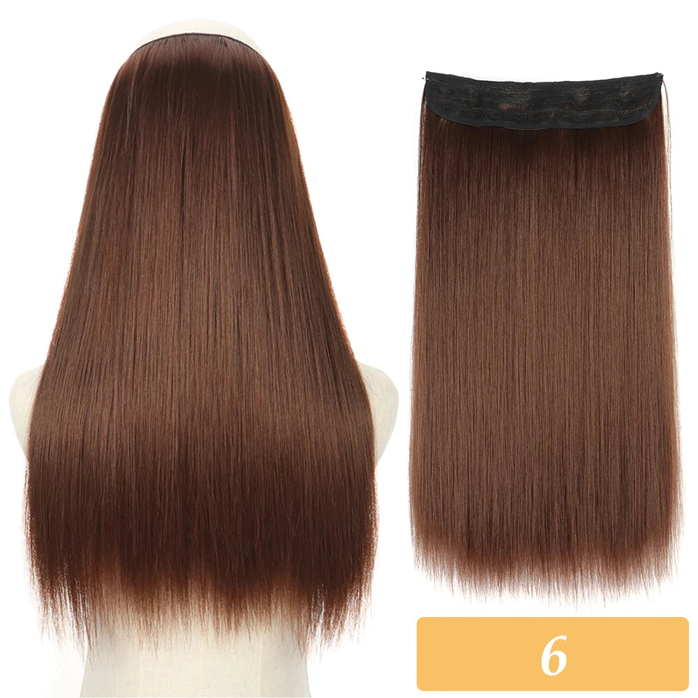 16" 22" Hair Extensions No Clip in Color Mixing Artificial Hair Piece For Women