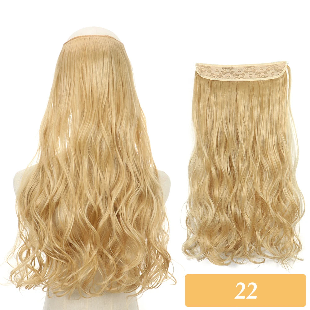 16" 22" Hair Extensions No Clip in Color Mixing Artificial Hair Piece For Women