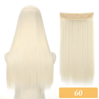16" 22" Hair Extensions No Clip in Color Mixing Artificial Hair Piece For Women