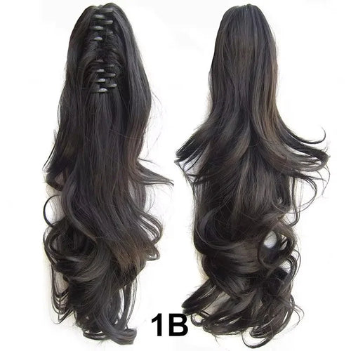 Clip on Claw Ponytail Hair Extension Synthetic Curly Brown Ponytail Enxtension Hair for Women pony Tail Hair Hairpiece