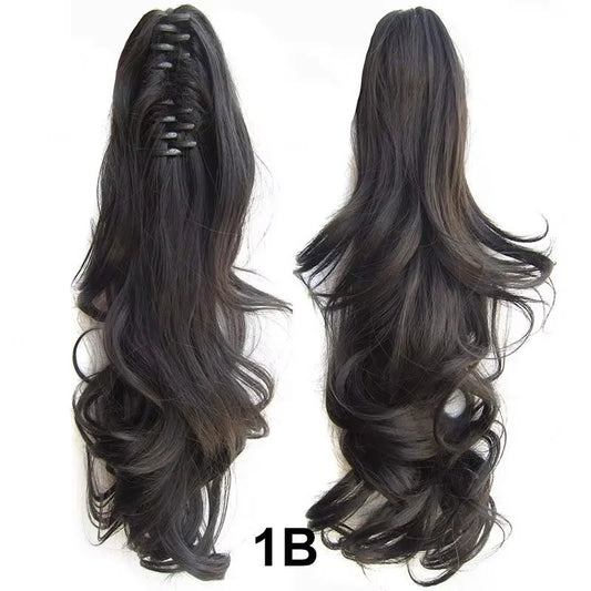 Clip on Claw Ponytail Hair Extension Synthetic Curly Brown Ponytail Enxtension Hair for Women pony Tail Hair Hairpiece