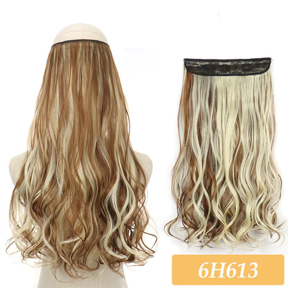16" 22" Hair Extensions No Clip in Color Mixing Artificial Hair Piece For Women