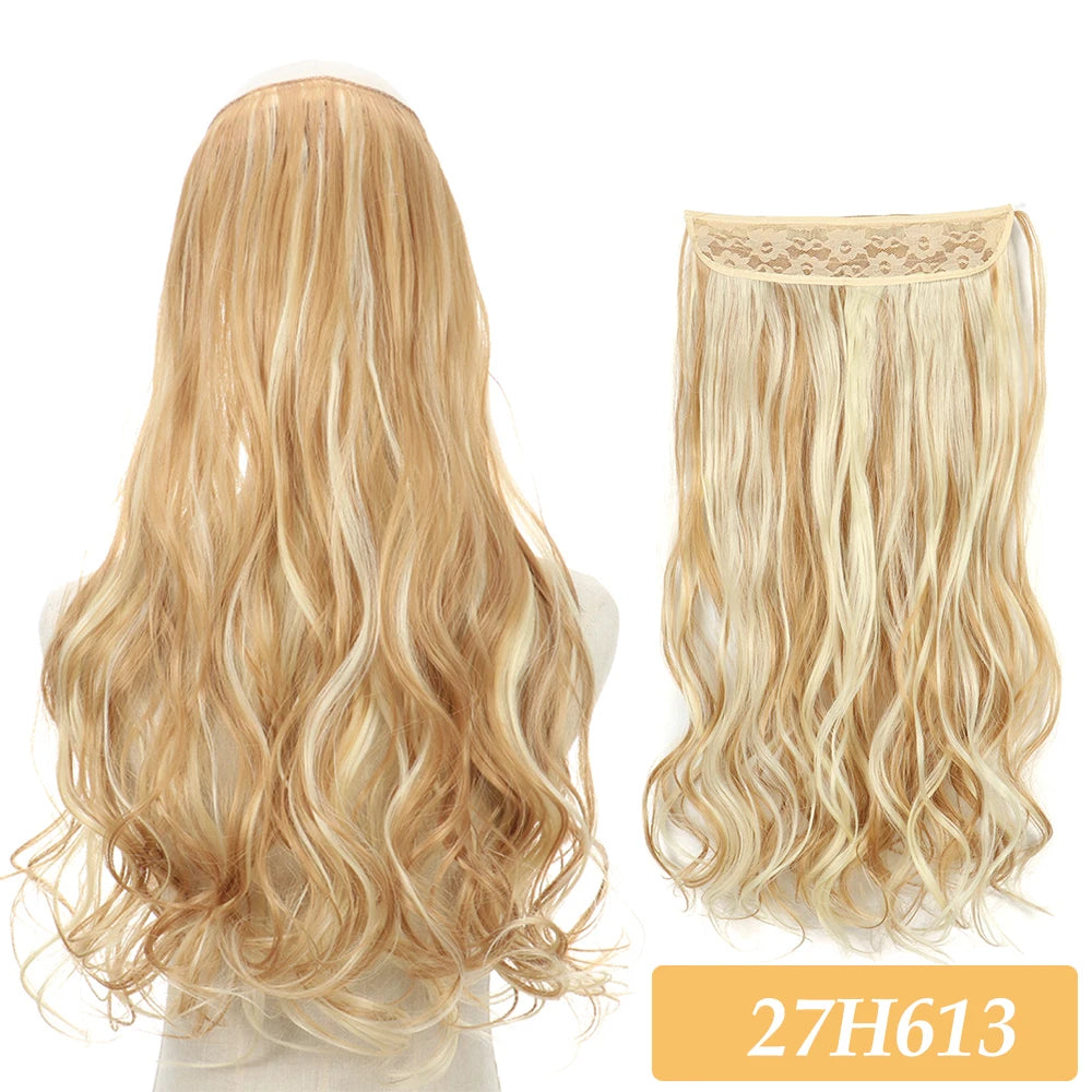 16" 22" Hair Extensions No Clip in Color Mixing Artificial Hair Piece For Women