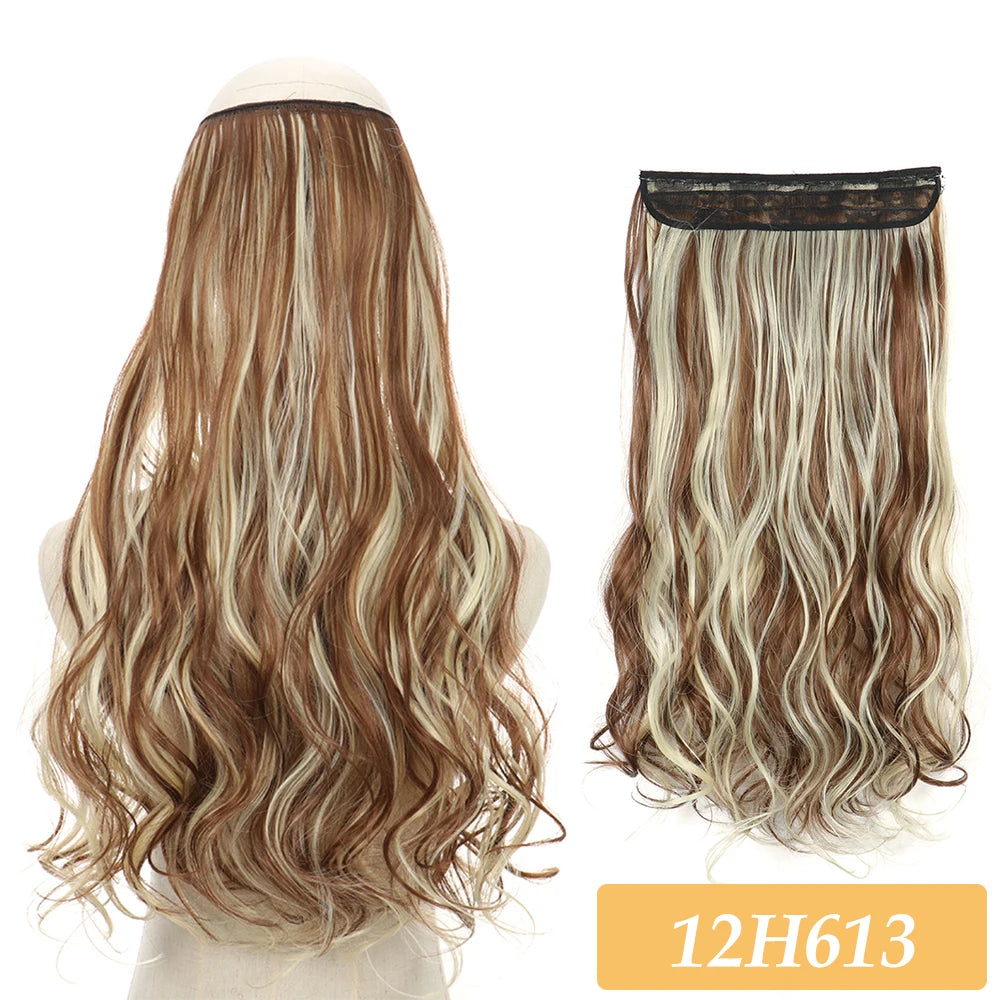 16" 22" Hair Extensions No Clip in Color Mixing Artificial Hair Piece For Women