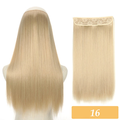 16" 22" Hair Extensions No Clip in Color Mixing Artificial Hair Piece For Women