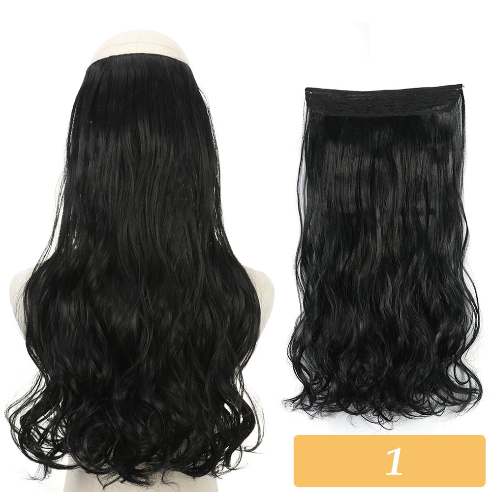 16" 22" Hair Extensions No Clip in Color Mixing Artificial Hair Piece For Women