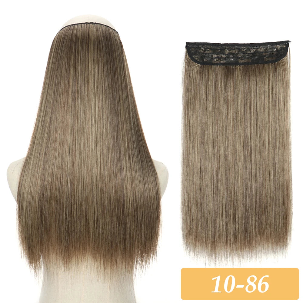 16" 22" Hair Extensions No Clip in Color Mixing Artificial Hair Piece For Women