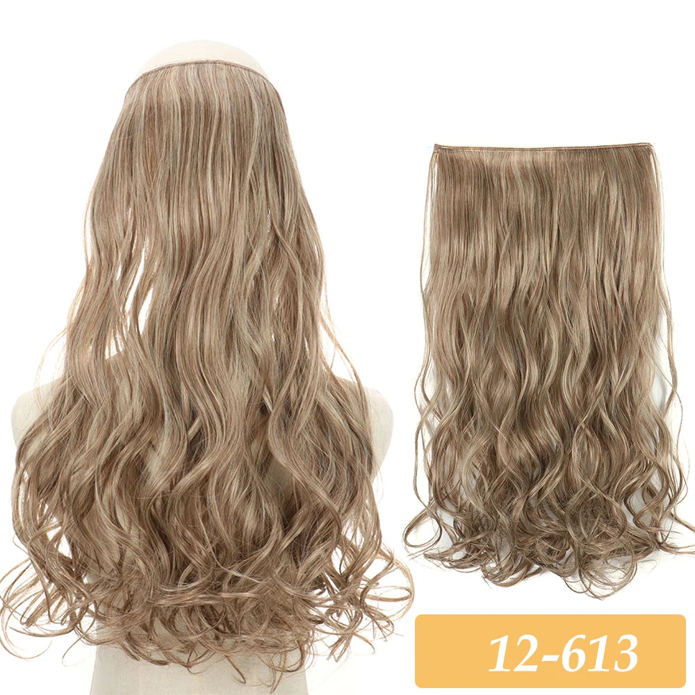 16" 22" Hair Extensions No Clip in Color Mixing Artificial Hair Piece For Women