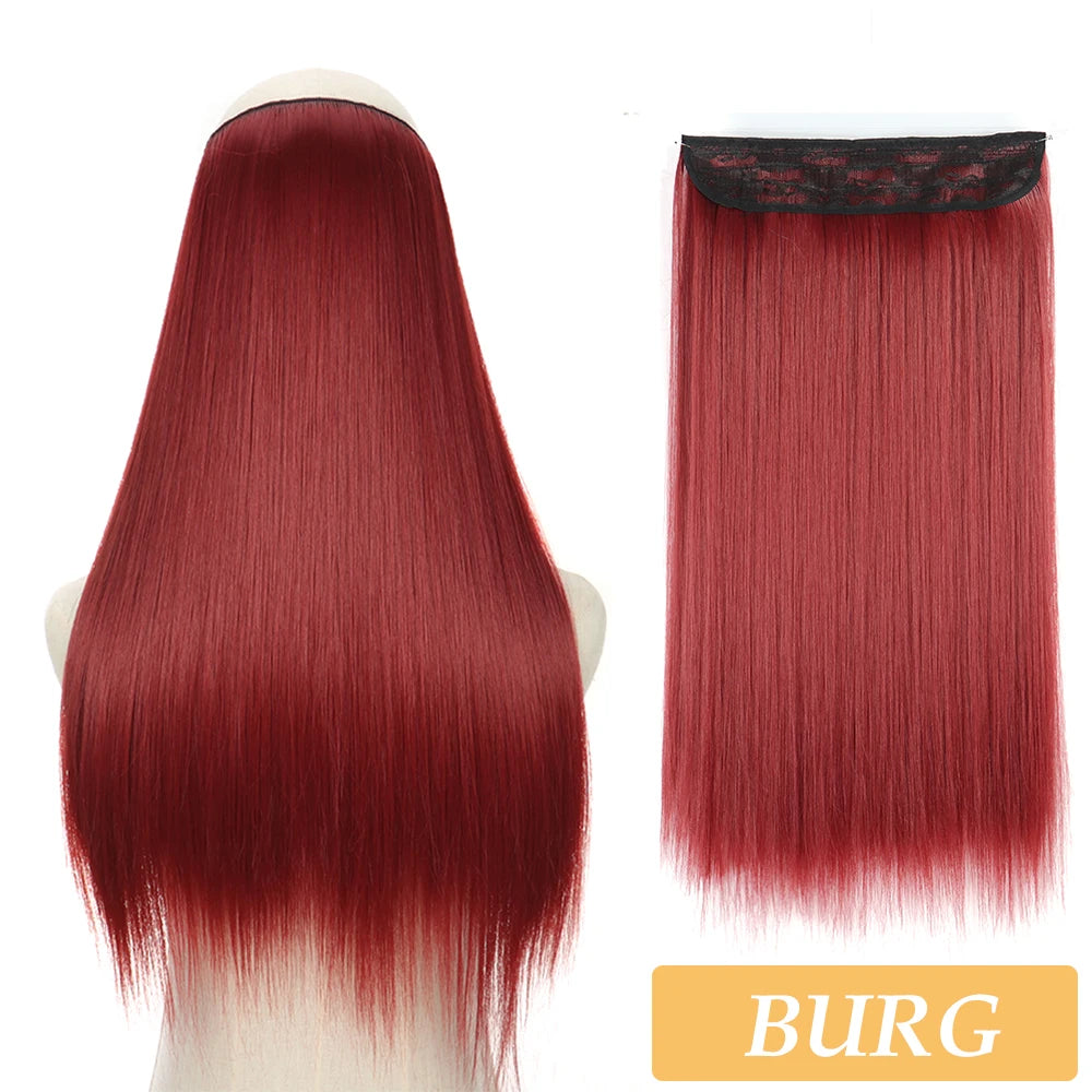 16" 22" Hair Extensions No Clip in Color Mixing Artificial Hair Piece For Women