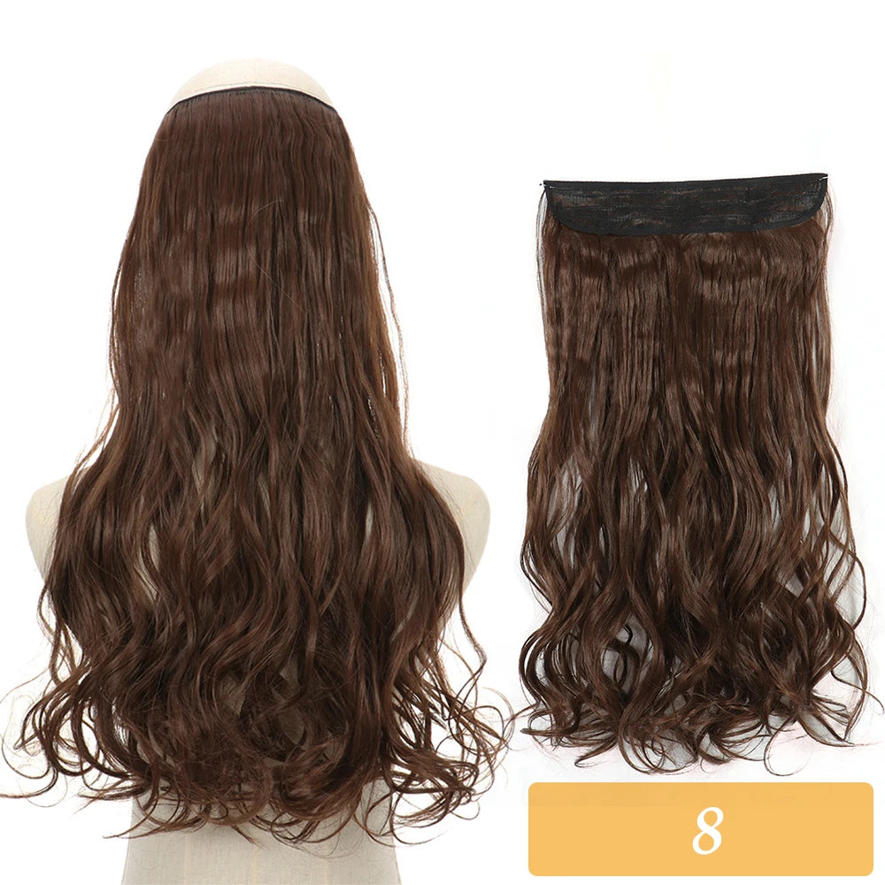 16" 22" Hair Extensions No Clip in Color Mixing Artificial Hair Piece For Women