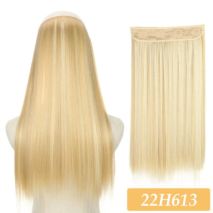 16" 22" Hair Extensions No Clip in Color Mixing Artificial Hair Piece For Women
