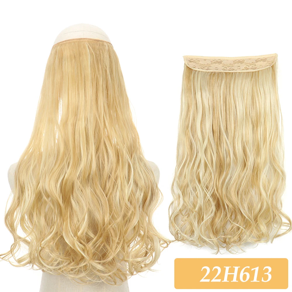 16" 22" Hair Extensions No Clip in Color Mixing Artificial Hair Piece For Women