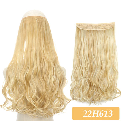 16" 22" Hair Extensions No Clip in Color Mixing Artificial Hair Piece For Women