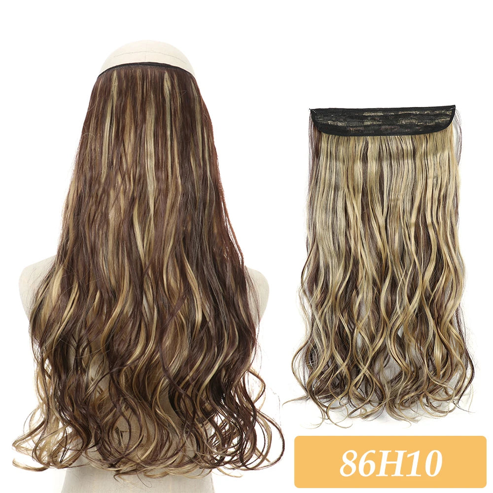 16" 22" Hair Extensions No Clip in Color Mixing Artificial Hair Piece For Women