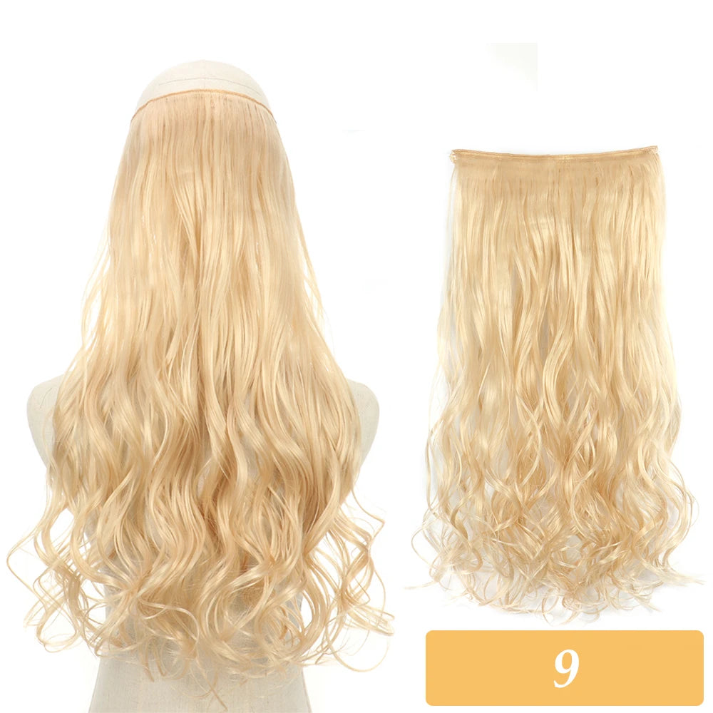 16" 22" Hair Extensions No Clip in Color Mixing Artificial Hair Piece For Women