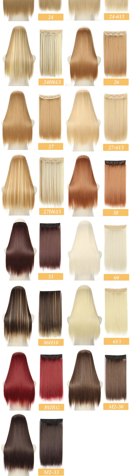 16" 22" Hair Extensions No Clip in Color Mixing Artificial Hair Piece For Women