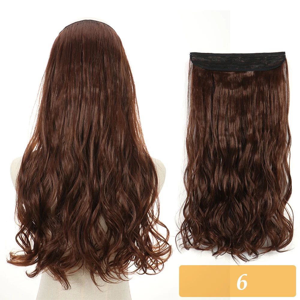 16" 22" Hair Extensions No Clip in Color Mixing Artificial Hair Piece For Women