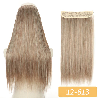 16" 22" Hair Extensions No Clip in Color Mixing Artificial Hair Piece For Women